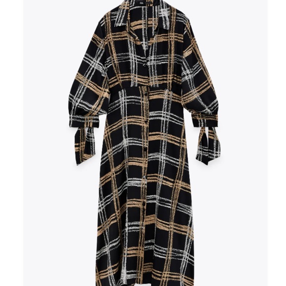 New Zara ZARA PLAID SHIRT DRESS TIE CUFF - Picture 10 of 13